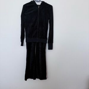 Jenni by Jennifer Moore Black Velour Pants and Jacket set Size small